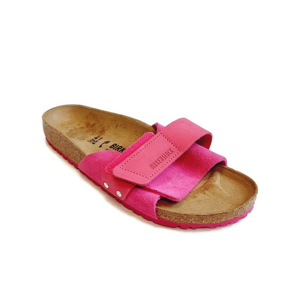 Birkenstock Oita Nubuck Suede Leather Sandals Womens 10 Mens 8 Fuchsia Tulip